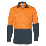 Mens HiVis Two Tone Cotton Drill Vented Shirt
