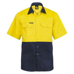 Mens Two Tone Hi Vis Short Sleeve Shirt With Stud