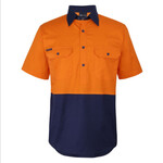 Mens Hi Vis Close Front Short Sleeves 150G Work Shirt