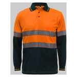 Mens Hi Vis Two Tone Long Sleeve Micromesh Polo With Pocket And Csr Reflective Tape