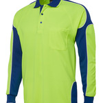 Mens Hi Vis Long Sleeve Arm Panel Polo