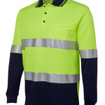 Mens Hi Vis Long Sleeve (D+N) Cotton Back Polo