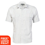Mens Epaulette Polyester/Cotton Work Shirt - Short Sleeve
