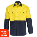 Mens Lightweight Hi Vis Two Tone Long Sleeve Vented