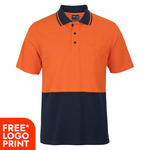 Mens HV Short Sleeve Cotton Pique Trad Polo