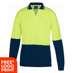 Mens Hi Vis Long Sleeve Non Button Polo